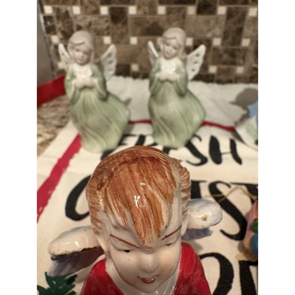 Lot of  8 Angel Ornaments Resin ceramic silver Figurines Christmas Decor Kids‎ - Picture 5 of 13